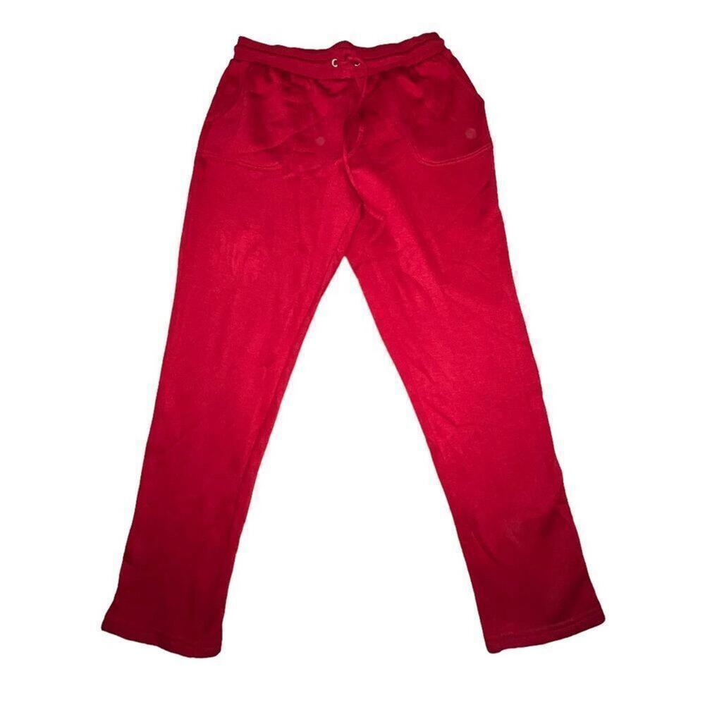 Rae Dunn red fleece sweatpants with tie waist and pockets women’s size large